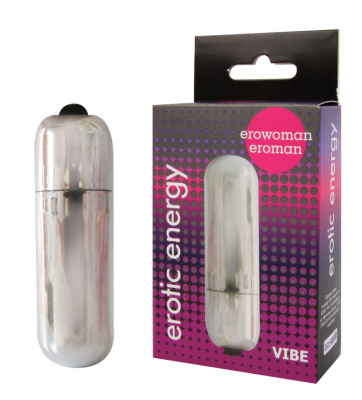 Вибратор мини ПУЛЯ цвет серебро L 55 мм D 17 мм (EE-10184)