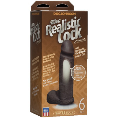 Фаллоимитатор реалистик на присоске 6 - Черный Realistic Cock Vac-U-Lock (276-03 BX DJ)