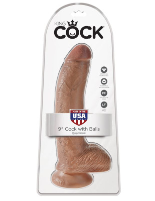 Фаллоимитатор на присоске загорелый King Cock 9 Cock with Balls (5508-22 PD)