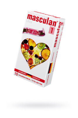 Презервативы Masculan, ultra 1, тутти-фрутти, 19 см, 5,3 см, 10 шт. (0T-00005549)