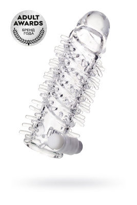 Насадка на пенис TOYFA A-Toys Fril с вибропулей, TPR, прозрачная, 13,4 см (0T-00010439)